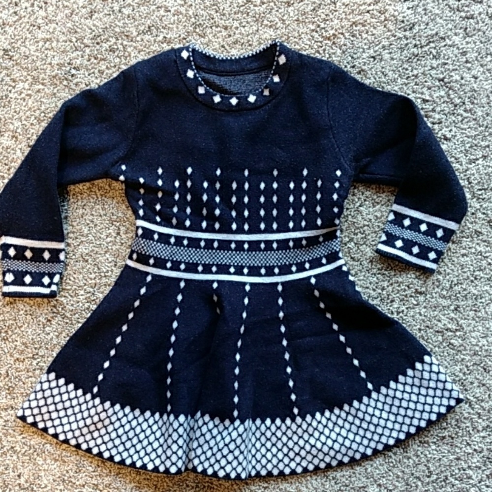 Navy and white girls size 3T sweater dress